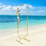 1.4m/1.7m/2m Wedding Arch Backdrop Stand Gold Oval Balloon Floral Display Frame for Birthday Parties, Anniversaries,Graduations